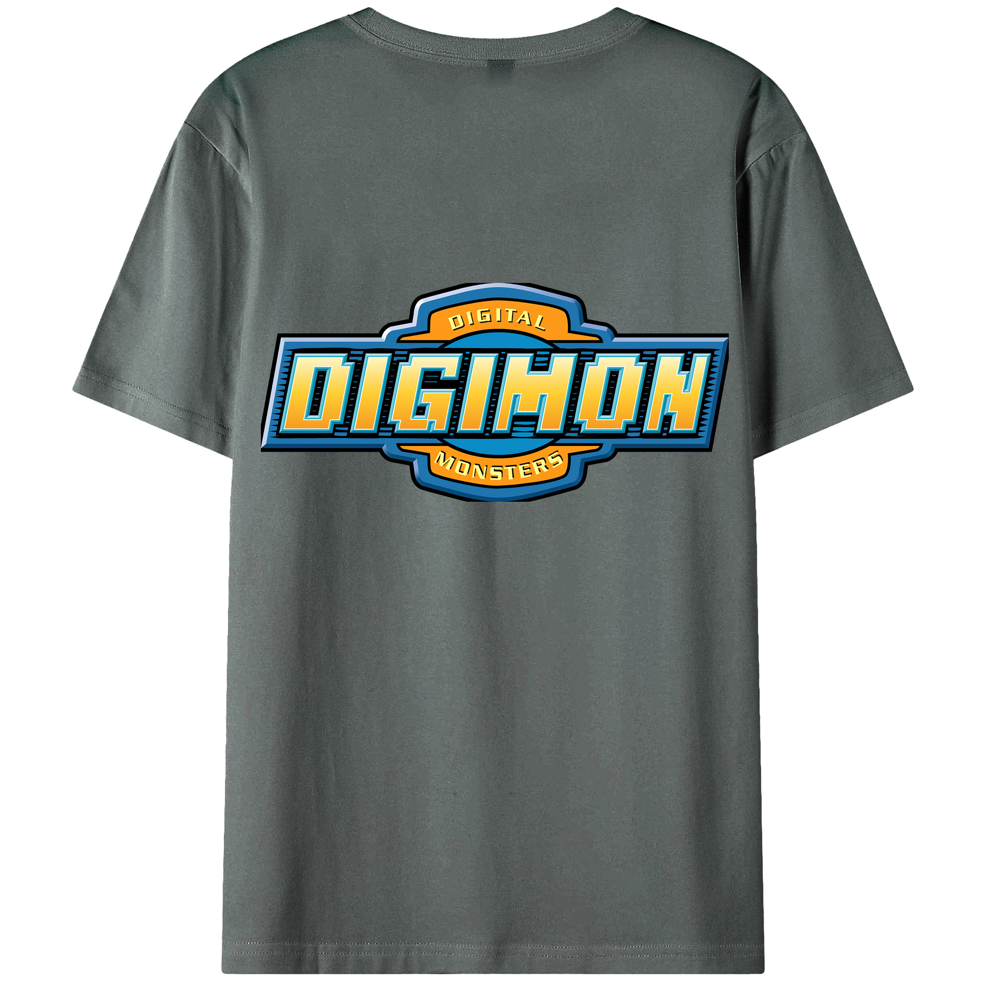 （画像用） Digimon デジタルモンスター/デジモン 綿100％ メンズ半袖Tシャツ（バックプリント） 通気性